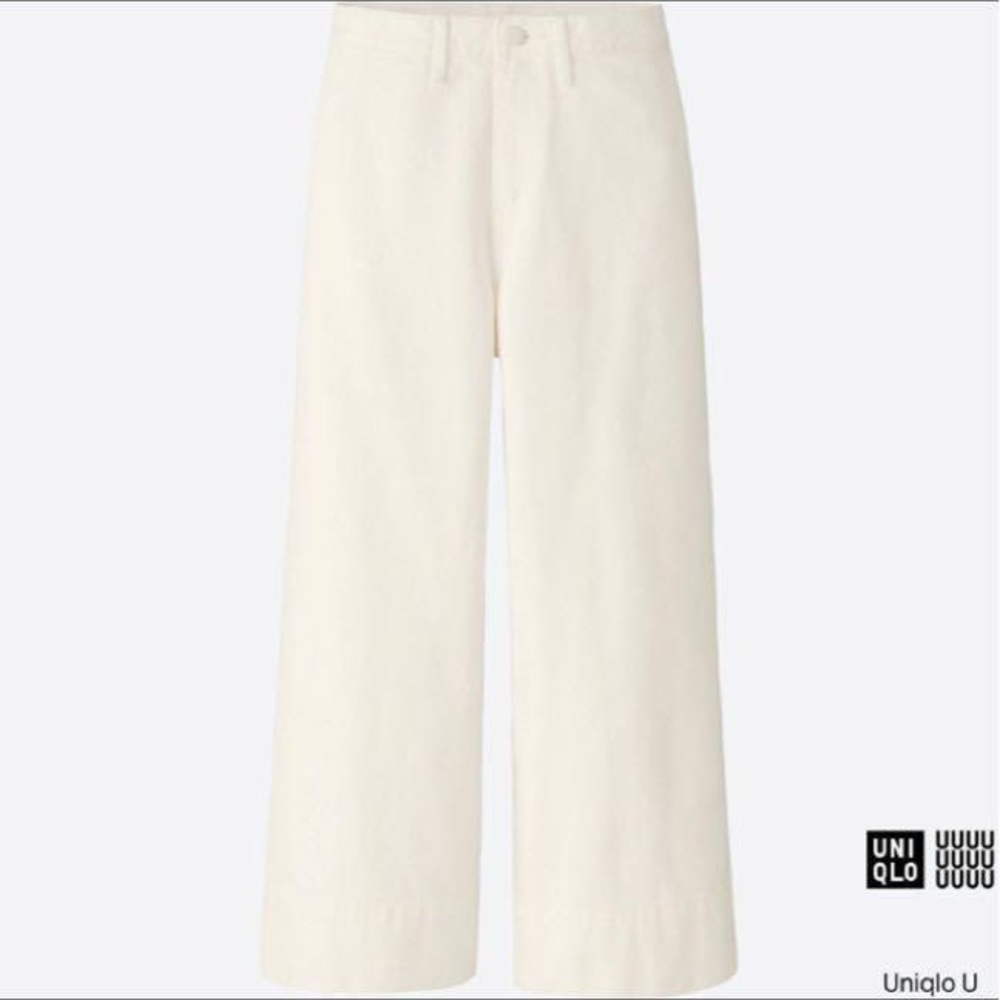 Uniqlo Off White Wide Leg High Waisted Denim pants size 25